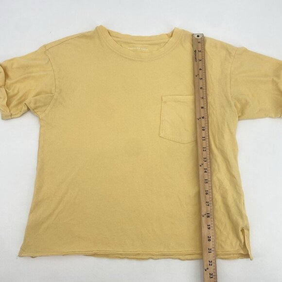 American Eagle Yellow Pocket Tee Short Sleeve Boxy Cropped Shirt Size Small - Picture 8 of 9